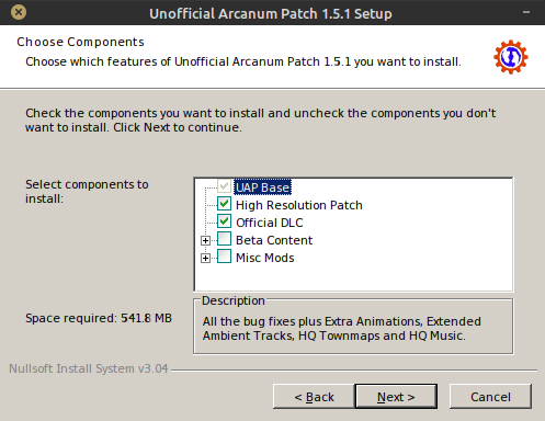 Arcanum: Unofficial patch installer